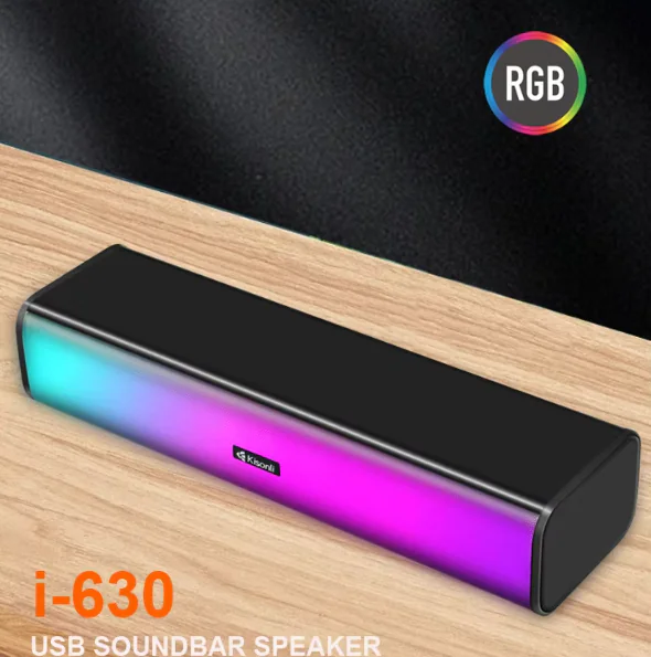 KISONLI I-630 RGB Bluetooth USB Gaming Speakers – Dual 3W Drivers, 10W Max Output, 2.0 Channel, PC/Laptop/Desktop Compatible, USB-Powered, RGB Light, Black