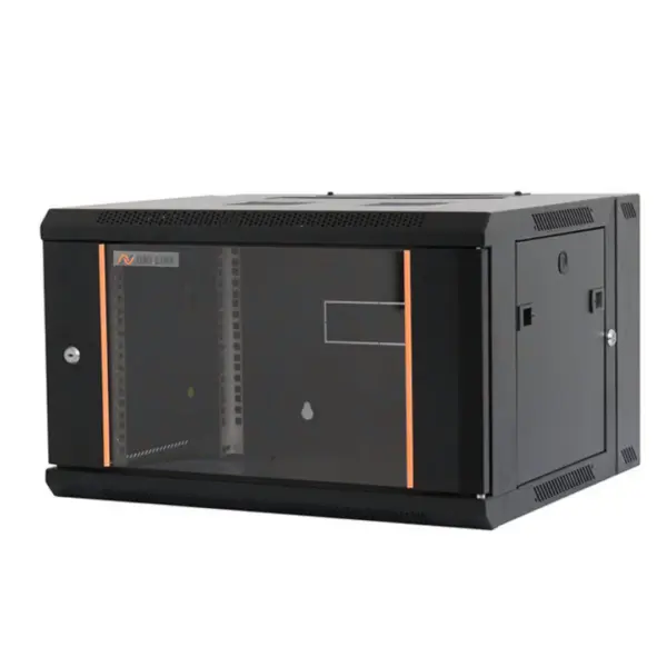 UNILINK 9U Wall Mount Rack 600×450mm – SPCC Cold-Rolled Steel, Toughened Glass Door, Lockable Front, Network/Data Cabinet with Ventilation