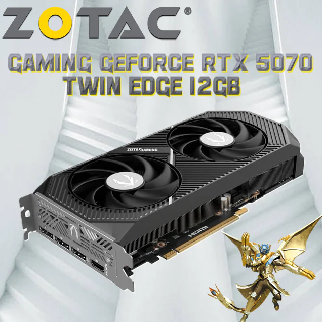 ZT-B50700E-10P ZOTAC GAMING GEFORCE RTX 5070 TWIN EDGE 12GB 192BIT GDDR7 ZOTAC GAMING GeForce RTX 5070 Twin Edge Graphics Card, 12GB GDDR7 192-Bit Memory, 2512 MHz Engine Clock, 28 Gbps Memory Clock, 6144 CUDA Cores, PCI Express 5.0 x16 | ZT-B50700E-10P