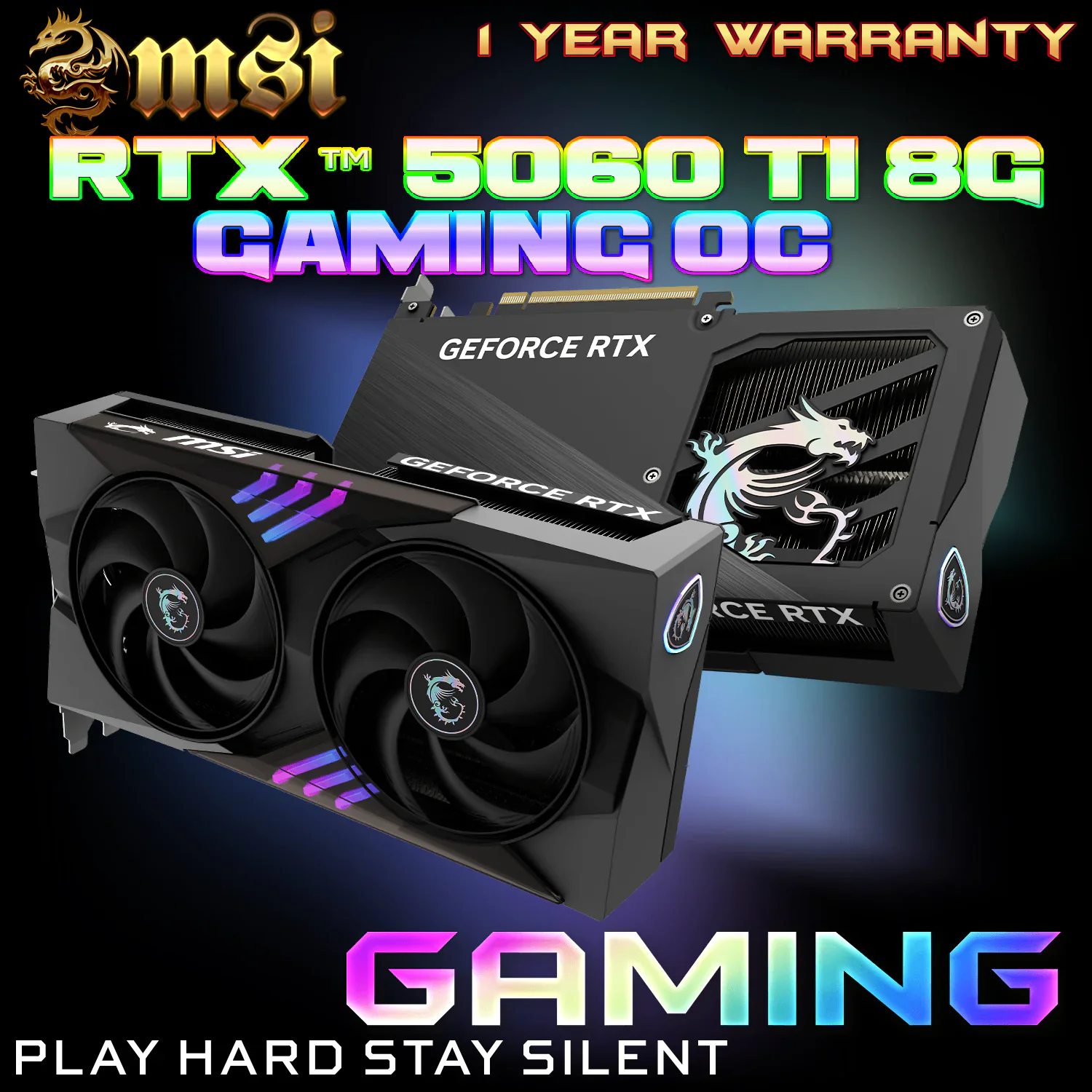 912-V536-048 MSI RTX 5060 TI 8GB GAMING OC 2XFANS MSI GeForce RTX 5060 Ti 8GB GAMING OC GDDR7 Graphics Card With 2662MHz Boost, DLSS 4, Twin Frozr 10 Cooling, ATX 3.1 Support, And 128-Bit Bus