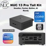 ASUS NUC 13 Pro Tall Mini PC - Intel Core i7 1360P - 16GB DDR4 RAM - 512GB NVMe SSD - Intel Iris Xe Graphics - Bluetooth 5.3, Wi-Fi 6E, 1GbE, 2.5GbE | RNUC13ANHI70003 Mini PC Barebone