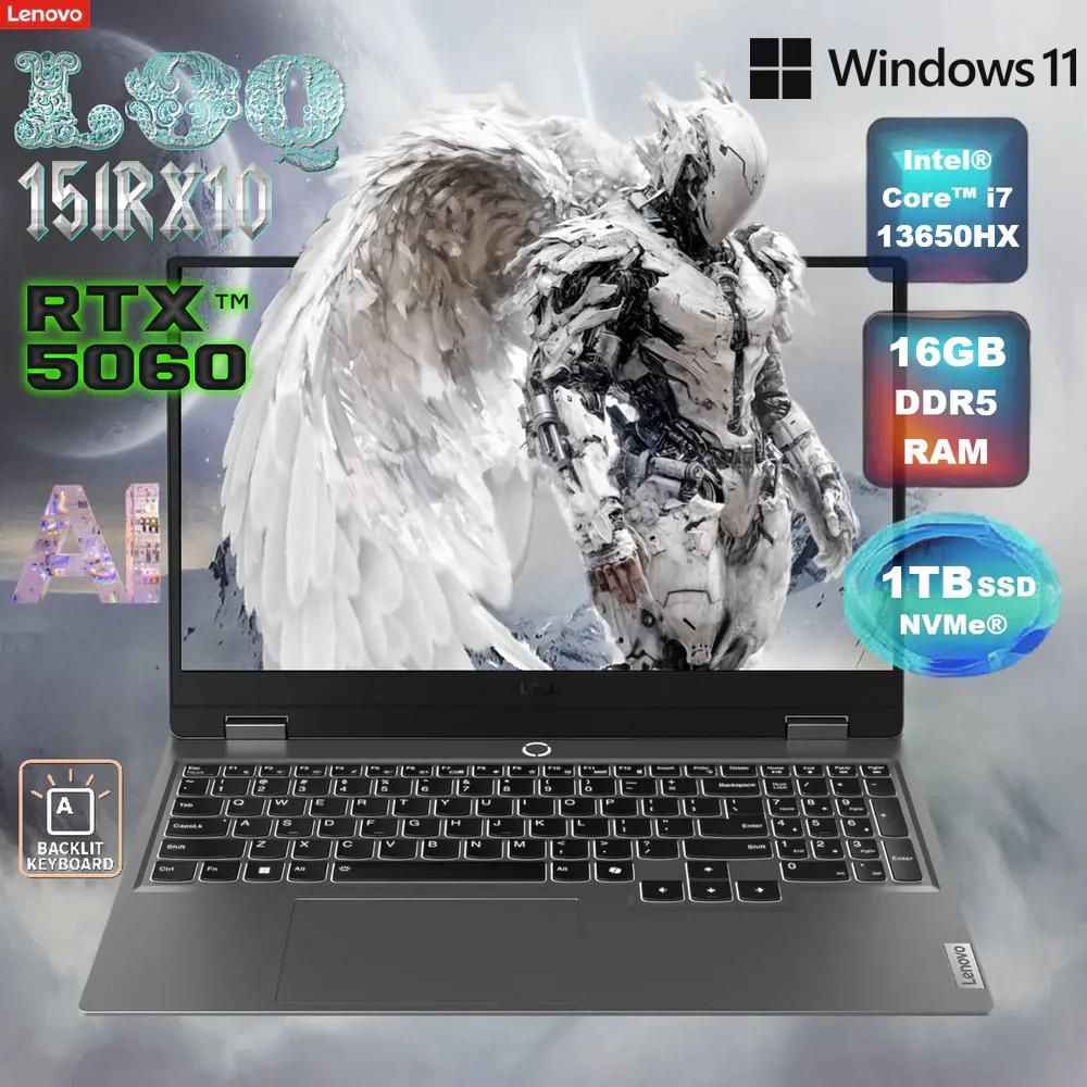 LENOVO AI-Powered LOQ 15IRX10 Intel® Core™ i7-13650HX 83JECTO1WW LENOVO LOQ 15IRX10 I7-13650HX 16GB / 1TB / 5060 / 15.6" / WIN11 LENOVO AI-Powered LOQ 15IRX10 Intel® Core™ i7-13650HX | 16GB DDR5 RAM ; 1TB SSD NVMe® | RTX™ 5060 , 8GB | 15.6" FHD IPS Display 144Hz | White Backlit Keyboard | Windows 11 | Luna Grey
