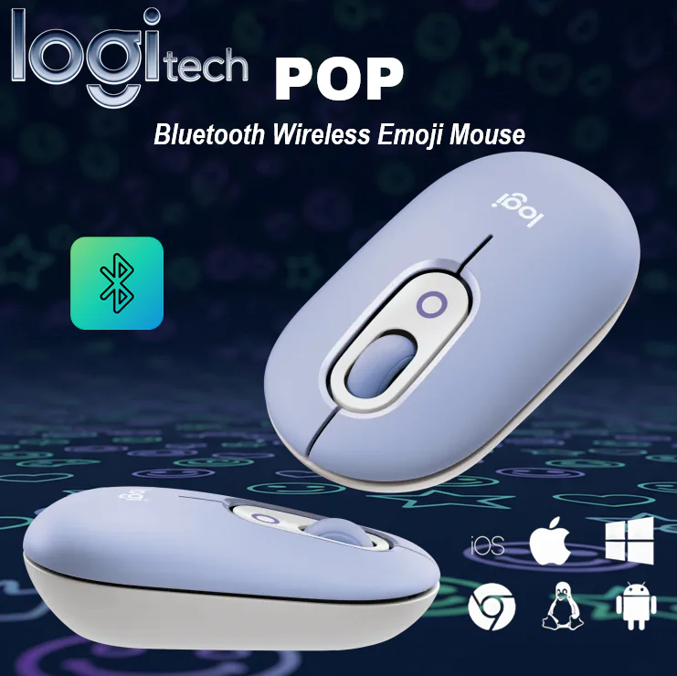 910-006422 LOGITECH MOUSE POP WIRELESS LILAC Logitech POP Wireless Bluetooth Mouse, Emoji Customizable Button, SilentTouch Clicks, SmartWheel Scrolling, Multi-Device Easy-Switch, 24-Month Battery – White Logitech POP Bluetooth Wireless Mouse with Emoji Customizable Button - SilentTouch Clicks- Connect up to 3 devices - 10 meters Wireless Range -  SmartWheel Scrolling -  Compatible with Windows®, macOS, ChromeOS™,  iPadOS, Microsoft Surface | LILAC