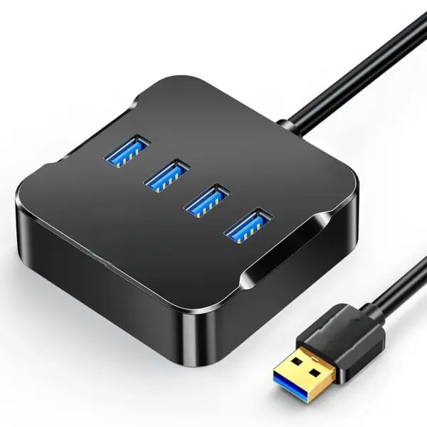 4-in-1 USB Hub With 4× USB 3.0 (5Gbps),  100W PD Fast Charging  Multiport Adapter For Windows, Mac & Linux