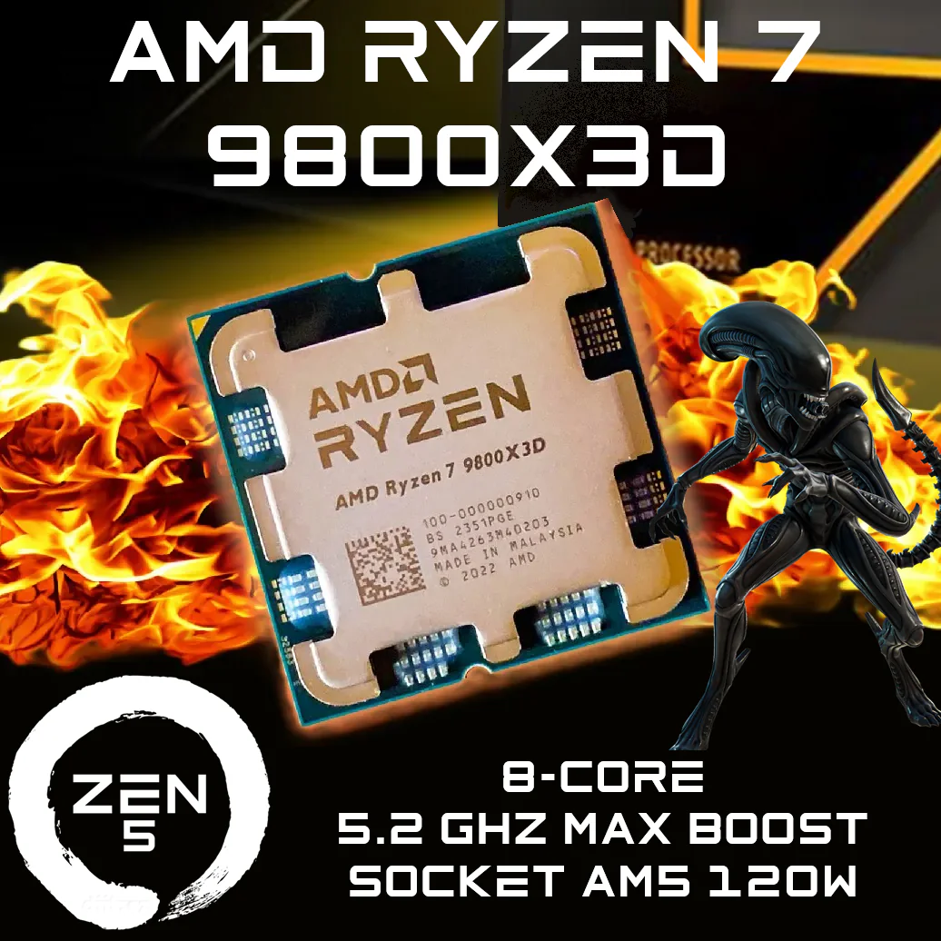 AMD Ryzen 7 9800X3D 9000シリーズ CPU Procesor AMD Ryzen™ 7 9800X3D. 8 rdzeni / 16 wątków