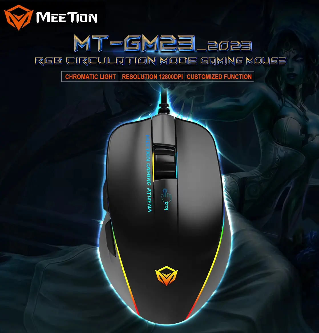 MEETION GM23 Wired RGB Gaming Mouse | 12800 DPI, Removable Counterweight, Programmable Buttons, 3D Non-Slip Wheel, USB, Ergonomic Design, Plug & Play, FPS/MMORPG Ready