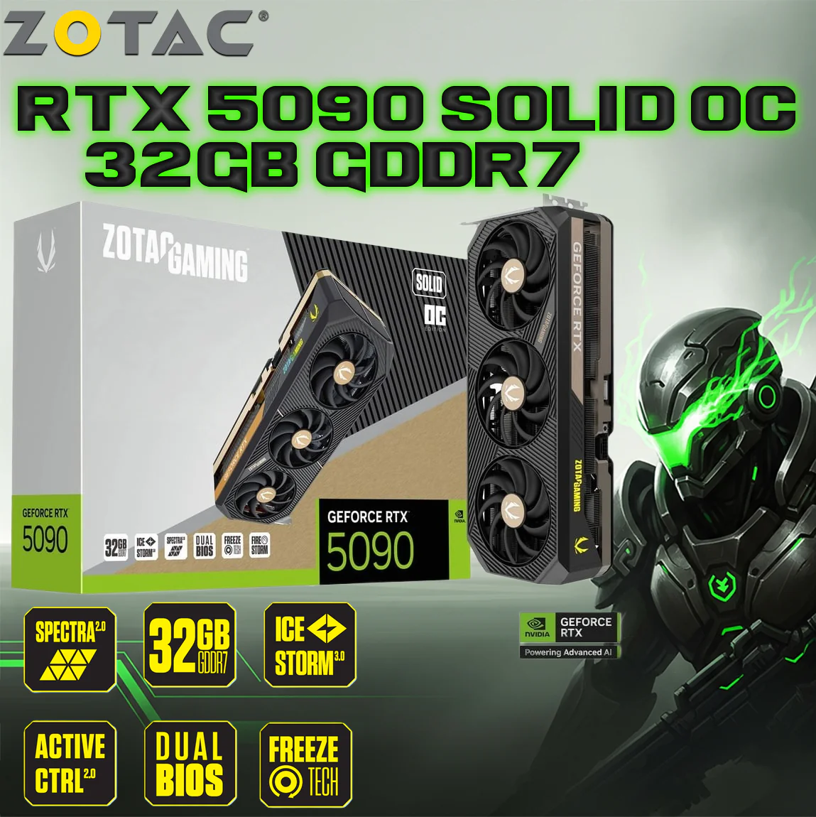 ZOTAC GAMING GeForce RTX 5090 SOLID OC ZT-B50900J-10P ZOTAC GAMING RTX 5090 SOLID OC 32GB 512BIT