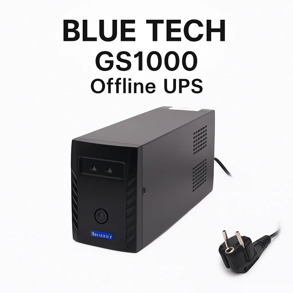ab8a9a91-77a9-4489-bf40-9bc0de055b3f BLUE TECH GS1000 Offline UPS – 1000VA Capacity, PS4 Compatible, Microprocessor Control, Boost & Buck AVR, Auto Restart, Cold Start, Generator Support - Image 1