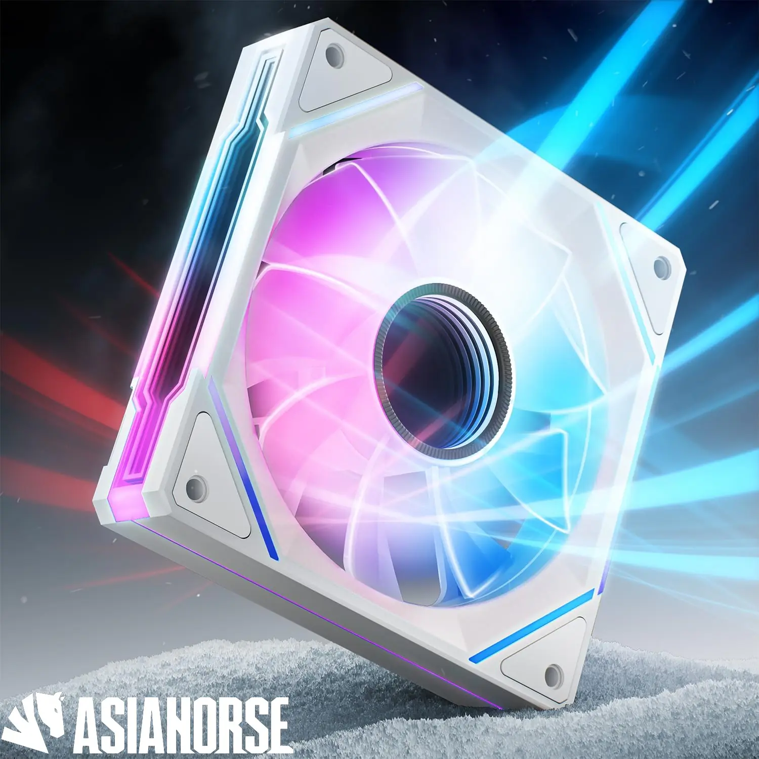 AsiaHorse AMICI GT ARGB 120mm PWM Fan 1-Pack – Reverse White, Infinity Mirror, 24 ARGB LEDs, 1800RPM, 68.5CFM, 2.0mmH2O, HDB Bearing, Low Noise 30dB, Sync-Compatible