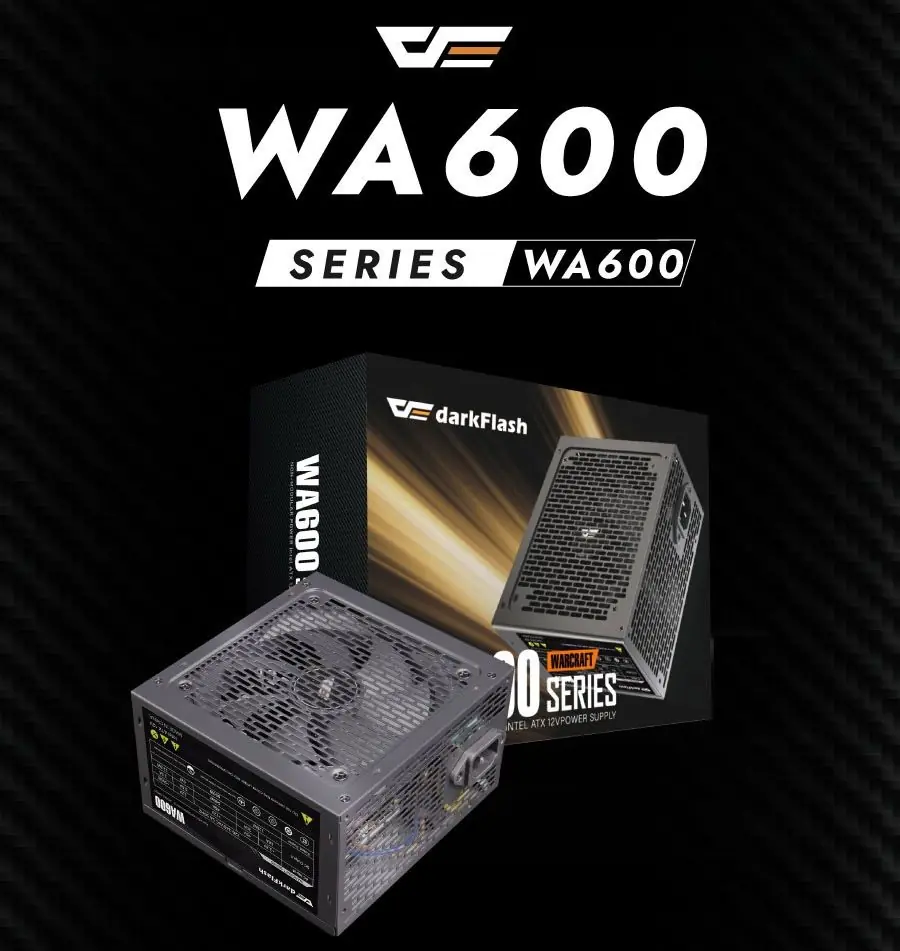 frg DARKFLASH WARCRAFT 600W Power Supply – Non-Modular ATX PSU, 220-240V Input, Stable 50Hz Output, 140×150×86mm Compact Size, Reliable Performance for Gaming & Office PCs - Image 1