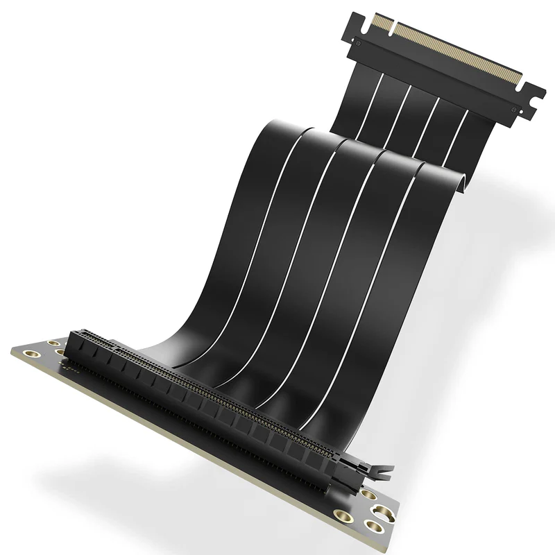 ASIAHORSE PCIE 3.0 Soft 90° 20cm Black Extension Cable | High-Speed GPU Riser | Flexible Shielded Design | Easy Installation for Custom Builds