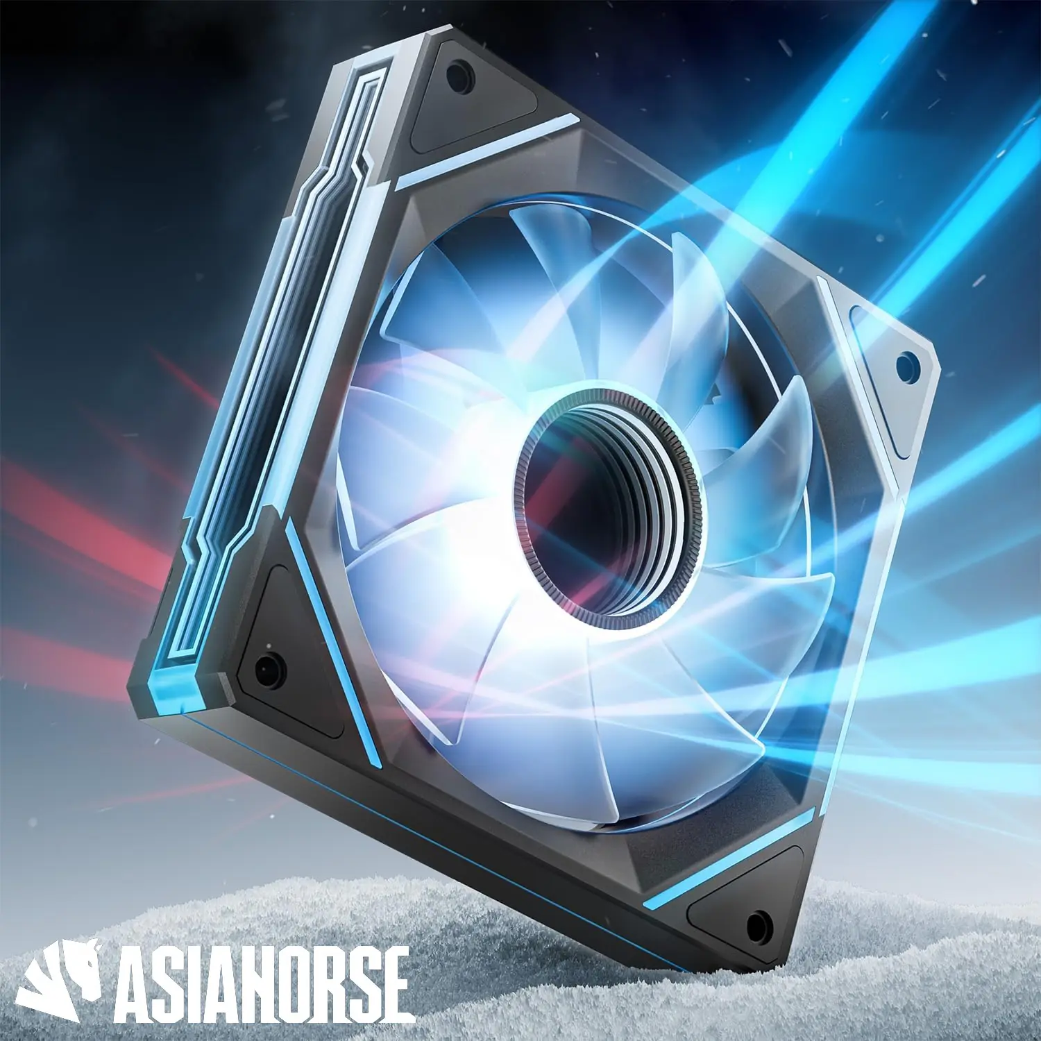 AsiaHorse AMICI GT ARGB 120mm PWM Fan 1-Pack – Reverse Black, Infinity Mirror, 24 ARGB LEDs, 1800RPM, 68.5CFM, 2.0mmH2O, HDB Bearing, Low Noise 30dB, Sync-Compatible