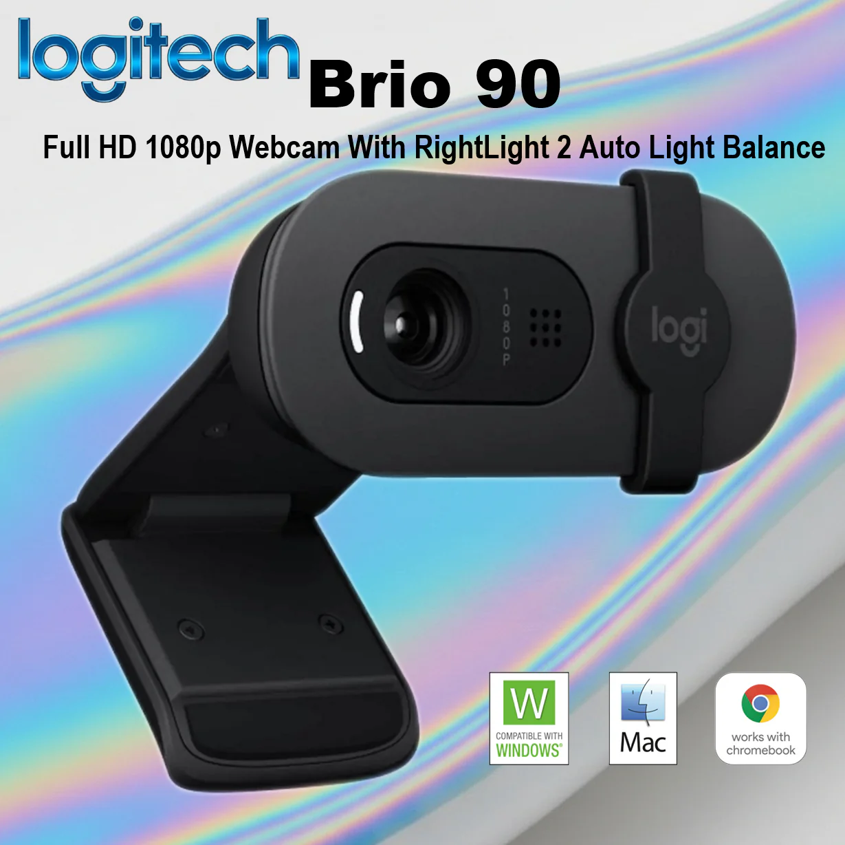 960-001581 LOGITECH WEBCAM BRIO 90 FULL HD 1080P GRAPHITE GRAY Logitech Brio 90 Full HD 1080p Webcam With RightLight 2 Auto Light Balance, Integrated Privacy Cover, Built-In Omnidirectional Microphone, USB-A Plug And Play, for Windows / macOS / ChromeOS – Graphite Gray