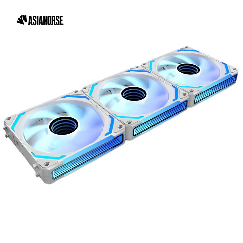 ASIAHORSE COSMIQ ARGB 120mm Daisy Chain PWM Fan 3-Pack – Reverse White, Silent FBD Bearing, RGB Music Sync, 2000 RPM, 68.5CFM Cooling, Cable Management