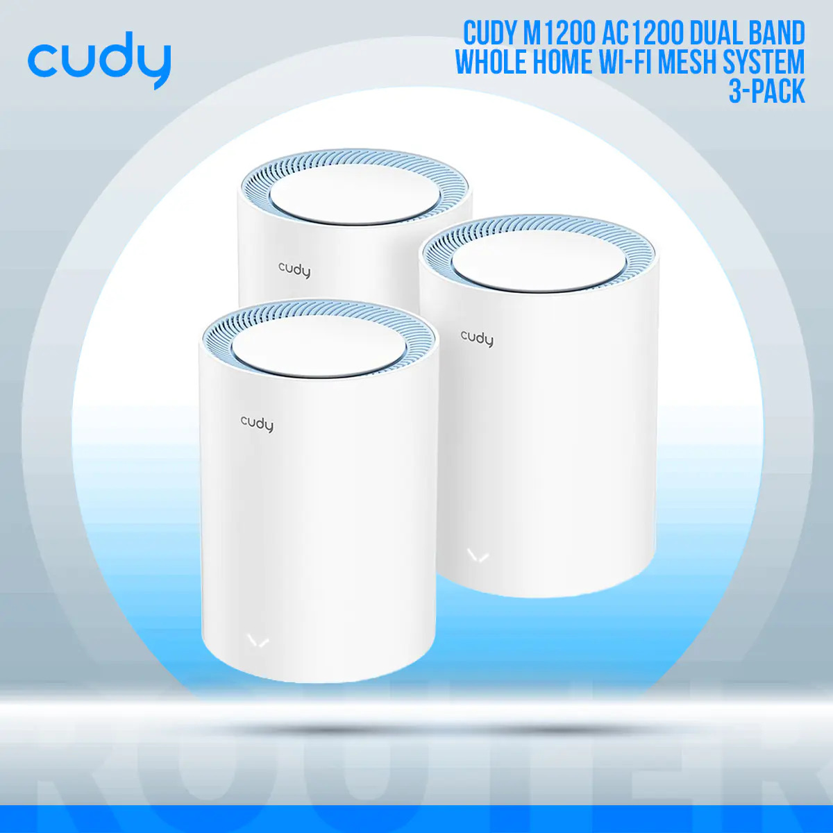 Cudy AC1200 Dual Band Mesh WiFi System (3-Pack) – 4-Stream Wi-Fi 5, 867+300 Mbps, MU-MIMO, Fast Roaming, VPN Support, App Control, WPA3 Security