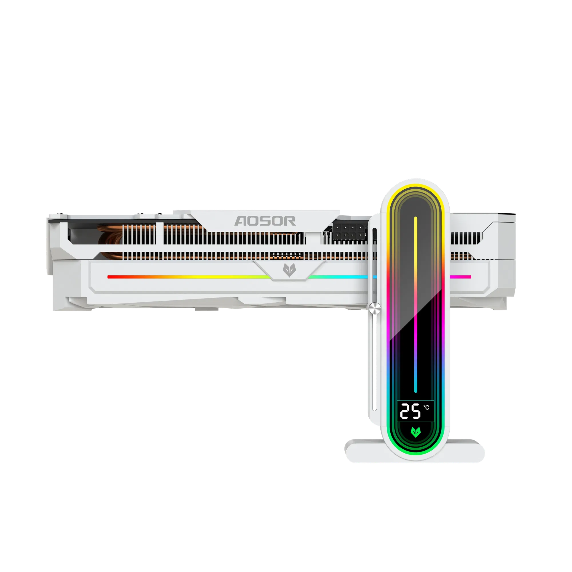 CoolMoon GH3 Pro White Vertical GPU Holder With Adjustable Height ARGB Lens Lighting, Metal Anti-Sag Graphics Card Support Bracket, Tool-Free Universal PC Build Compatible