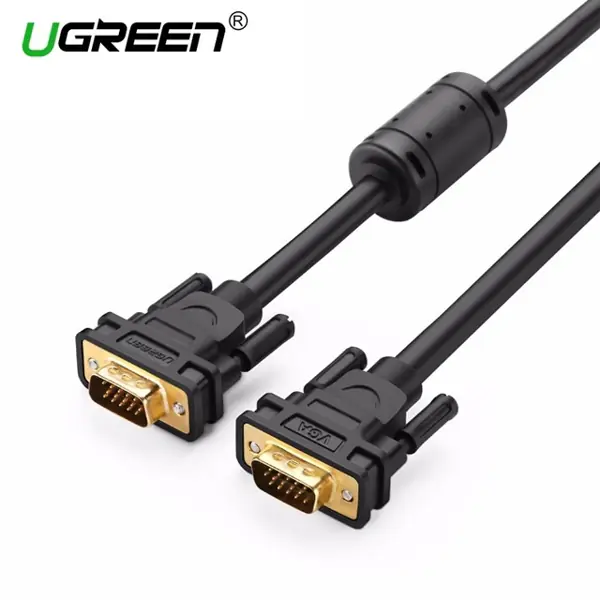 36033-319937 UGREEN VG101 VGA Male to Male Cable 10M | Full HD 1080P, 24K Gold-Plated Connectors, OFC Copper, PVC Jacket, Foil & Braid Shielding, PC to Monitor/Projector – Black - Image 1