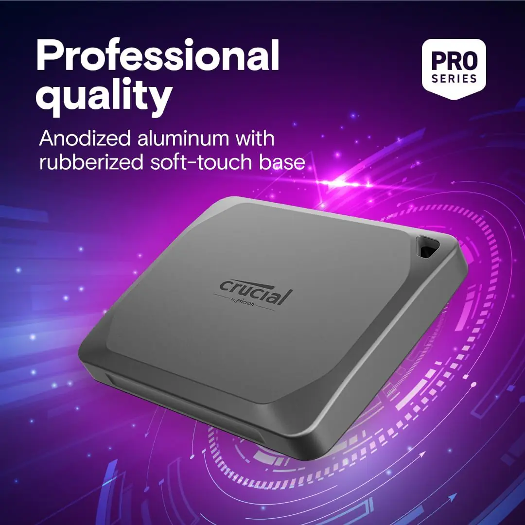 61VeU5L9sGL._AC_SL1080_ Crucial X9 Pro 4TB Portable SSD | USB-C 3.2 External Drive | 1050MB/s Read & Write | Drop-Proof, IP55 Water/Dust Resistant | PC, Mac, Gaming Console Compatible - Image 1