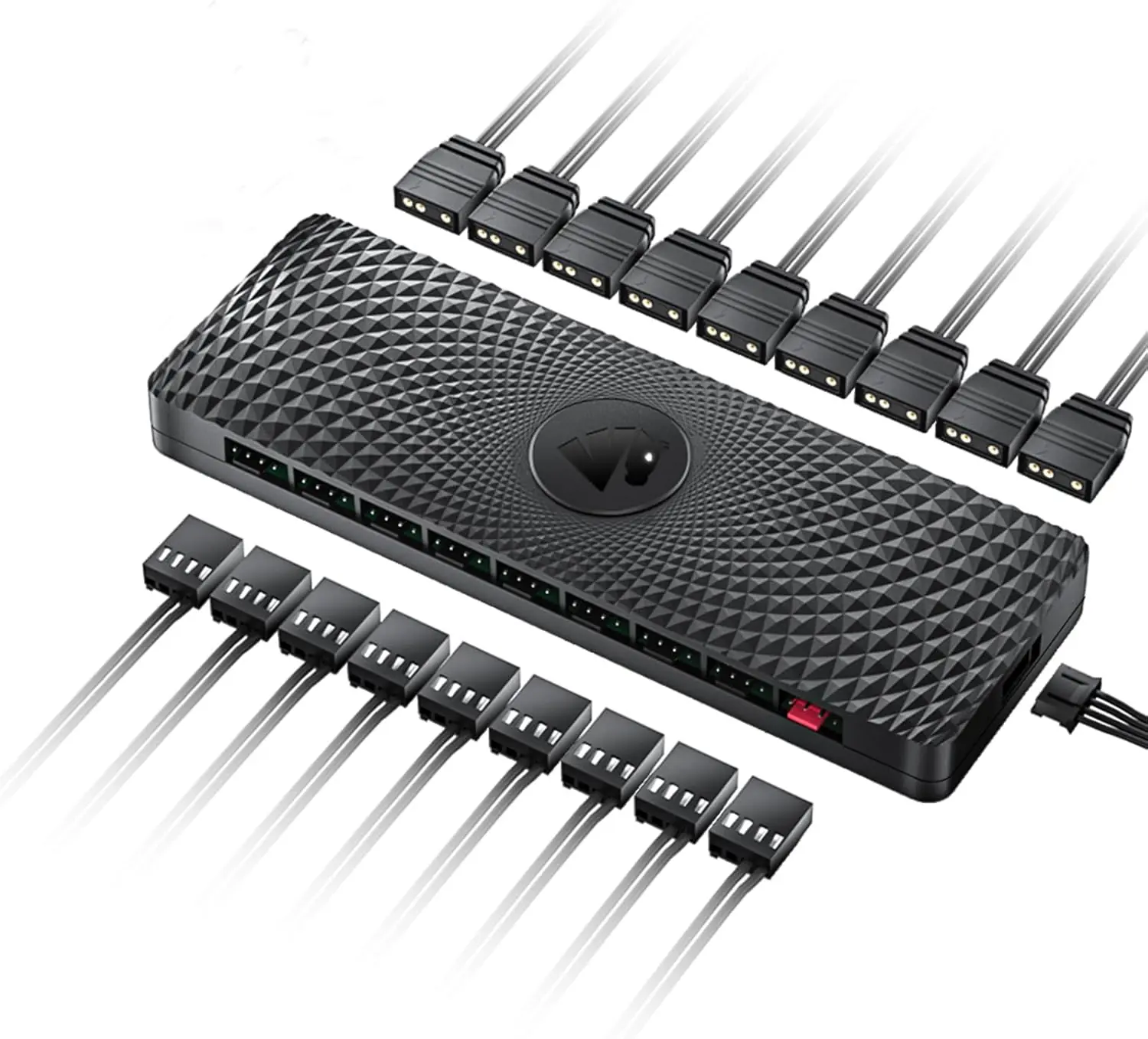 ASIAHORSE Zezzio 9-Port ARGB & PWM Fan Hub – Supports 9x 5V 3-Pin ARGB Fans & 9x PWM Fans, Aura Sync Compatible, Clean Cable Management, Black