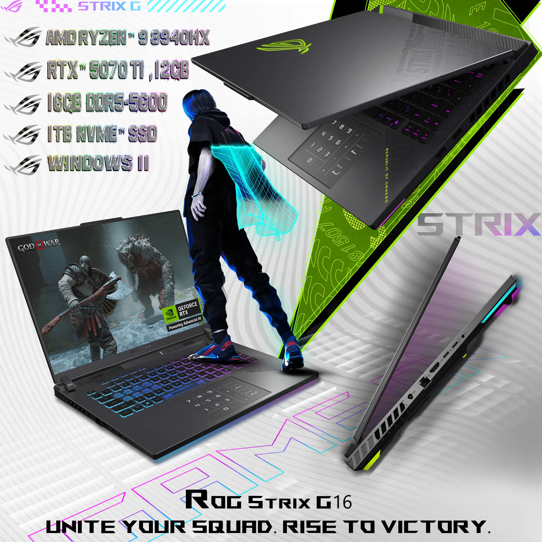 ASUS Latest 2025 ROG Strix G16 Gaming Laptop, 16 inch FHD 165Hz Display, 16-Core AMD Ryzen 9 8940HX 90NR0NJ7-M002W0 ASUS ROG STRIX G614PR-G16 AMD RYZEN 9-8940HX/ 16GB DDR5 RAM / 1TB NVMe SSD /RTX 5070 TI, 12GB/16" WUXGA 165Hz / Windows 11 / Eclipse Grey ASUS ROG Strix G16 Gaming Laptop With AMD Ryzen 9 8940HX, GeForce RTX 5070 Ti 12GB, 16GB DDR5 RAM, 1TB PCIe 4.0 SSD, 16-Inch WUXGA 165Hz, Windows 11, Eclipse Grey