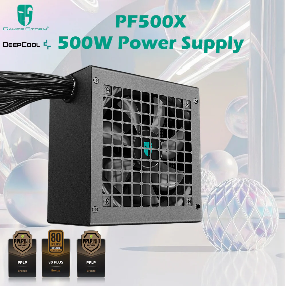 R-PF500X-HD0B-EU DEEPCOOL PSU PF500X 500 WATT 80+ WHITE " BLACK COLOR" DeepCool Gamer Storm PF500X 500W Power Supply With Triple Bronze Certifications, Premium Japanese Capacitors, 8 Protections, 120mm HYB Fan, Sleeved Cables