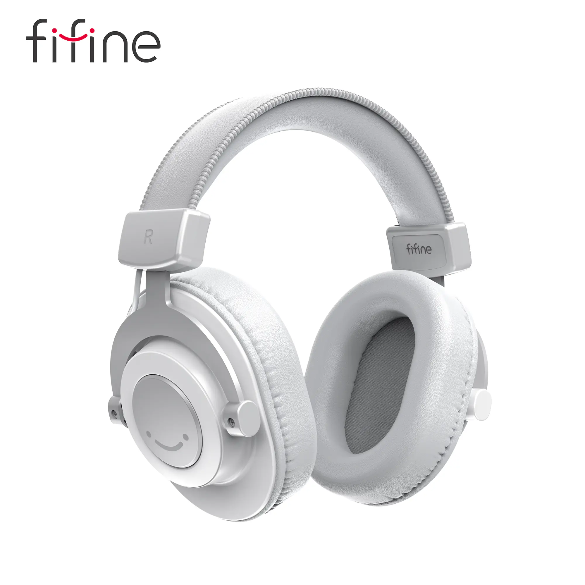 FIFINE H8 Professional Wired Studio Monitor Headphones White – 50mm Drivers, 20Hz-20kHz, Passive Noise Canceling, Detachable Cables, Comfortable Over-Ear Design