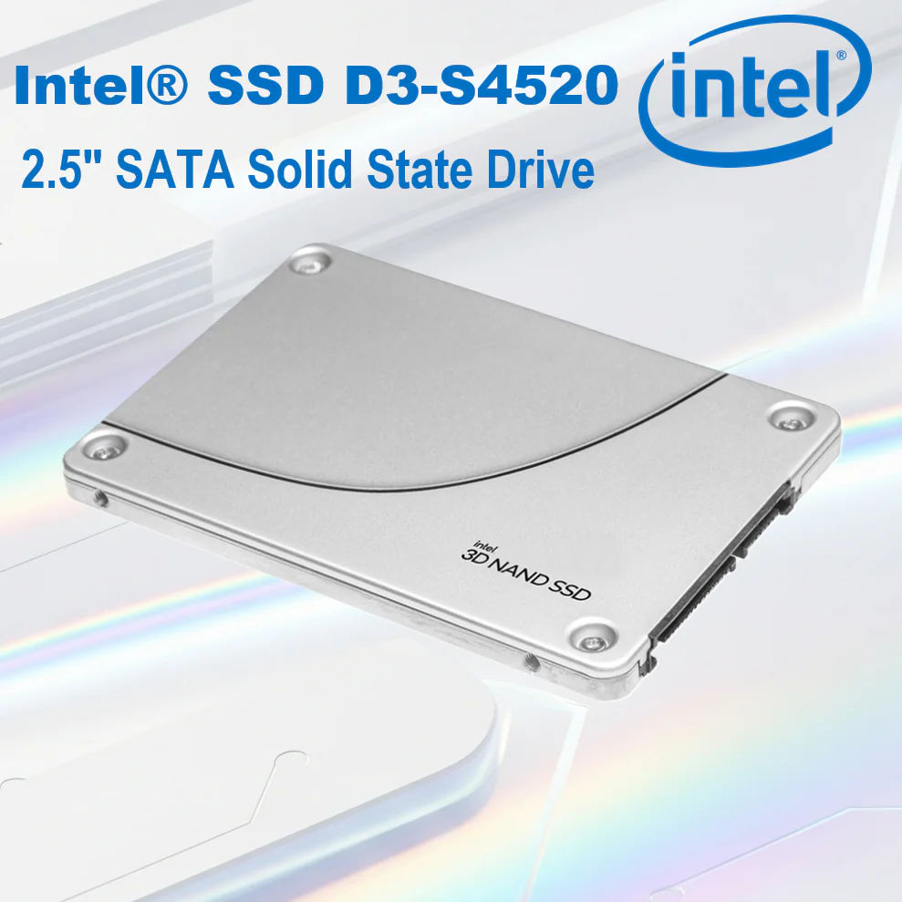Intel® SSD D3-S4520, Intel® SSD D3-S4620 2.5 inch SATA Solid State Drive-- SSDSC2KB960GZ INTEL SSD D3-S4520 SERIES 960GB 2.5"6GB/S SATA Intel® SSD D3-S4520, Intel® SSD D3-S4620 / 2.5" SATA Solid State Drive Intel® SSD D3-S4520 960GB 2.5" SATA III SSD TLC 3D NAND, 550MB/s Read, 510MB/s Write, 90K IOPS, AES 256-Bit Encryption, Power-Loss Protection, Server/Workstation Ready