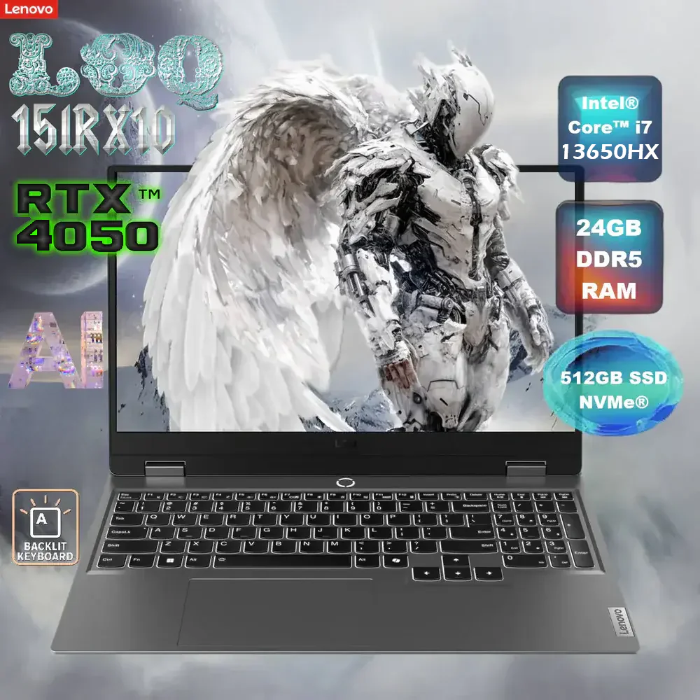 83DV00ULPS LENOVO LOQ 15IRX9 I7-13650HX 2.6G 24GBRAM/ 512GB SSD/ RTX4050 15.6"FHD DOS LUNA-GREY  LENOVO AI-Powered LOQ 15IRX10 Intel® Core™ i7-13650HX | 24GB DDR5 RAM ; 512 SSD NVMe® | RTX 4050 , 6GB | 15.6" FHD IPS Display 144Hz | White Backlit Keyboard | DOS | Luna Grey