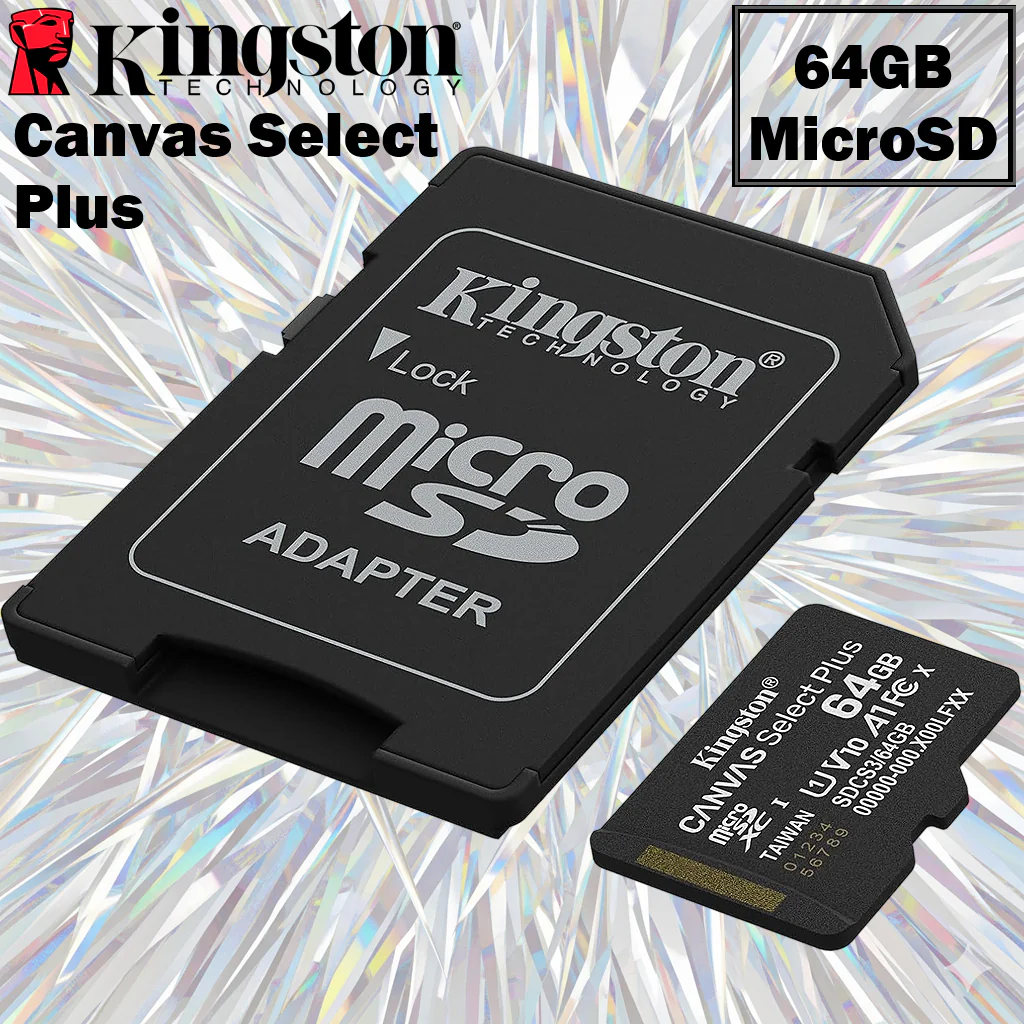 SDCS3/64GB MICSD KINGSTON 64GB GEN3 100MB/S Kingston Canvas Select Plus 64GB MicroSD Card microSDXC Gen3 With A1 App Performance, Class 10 UHS-I Speed, Up To 100MB/s Read, V10 Video Rating, Android Compatible, Durable , Including SD Adapter Kingston Canvas Select Plus microSD Memory Card 64GB microSDXC Gen3 100MB/s A1 Including SD Adapter - SDCS3/64GB