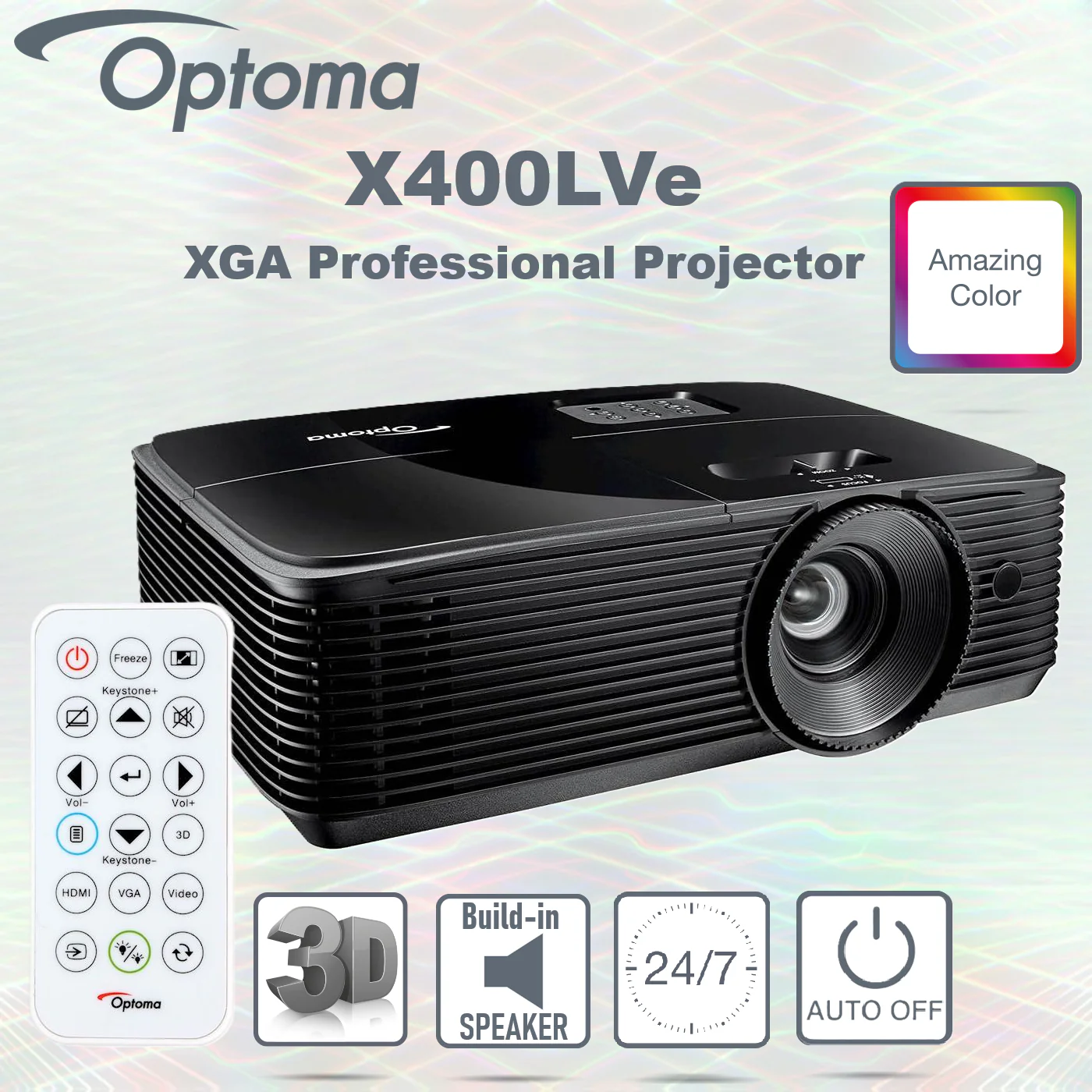 Optoma X400LVe XGA Professional Projector E9PX7D601EZ1 OPTOMA X400LVE DLP PROJECTOR 4000 LUMENS Optoma X400LVe XGA Professional Projector – 4000 Lumens Brightness, 25,000:1 Contrast, 3D Ready, 10W Speaker, HDMI/VGA/USB, Long Lamp Life Up To 15,000 Hours
