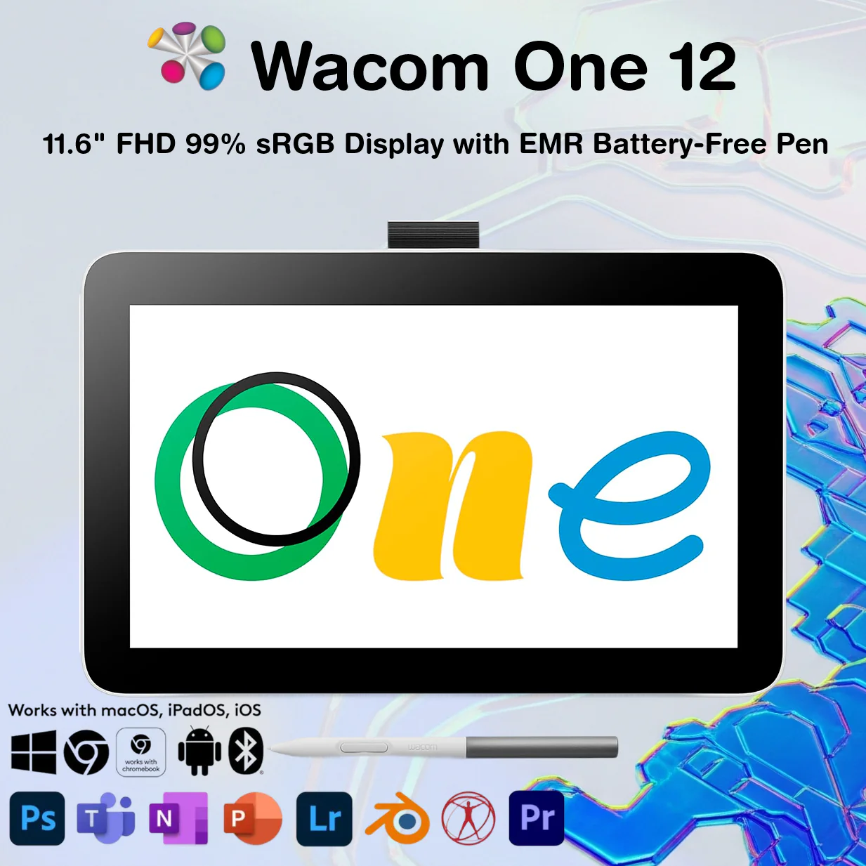 DTC121W0B WACOM ONE PEN DISPLAY 12 USB-C CABLE Wacom One 12 Pen Display DTC121W0B – 11.6" Full HD Screen and EMR Battery-Free Pen With Tilt & 4K Pressure Sensitivity, 99% sRGB, Anti-Glare Glass, Multi-OS Support, USB-C