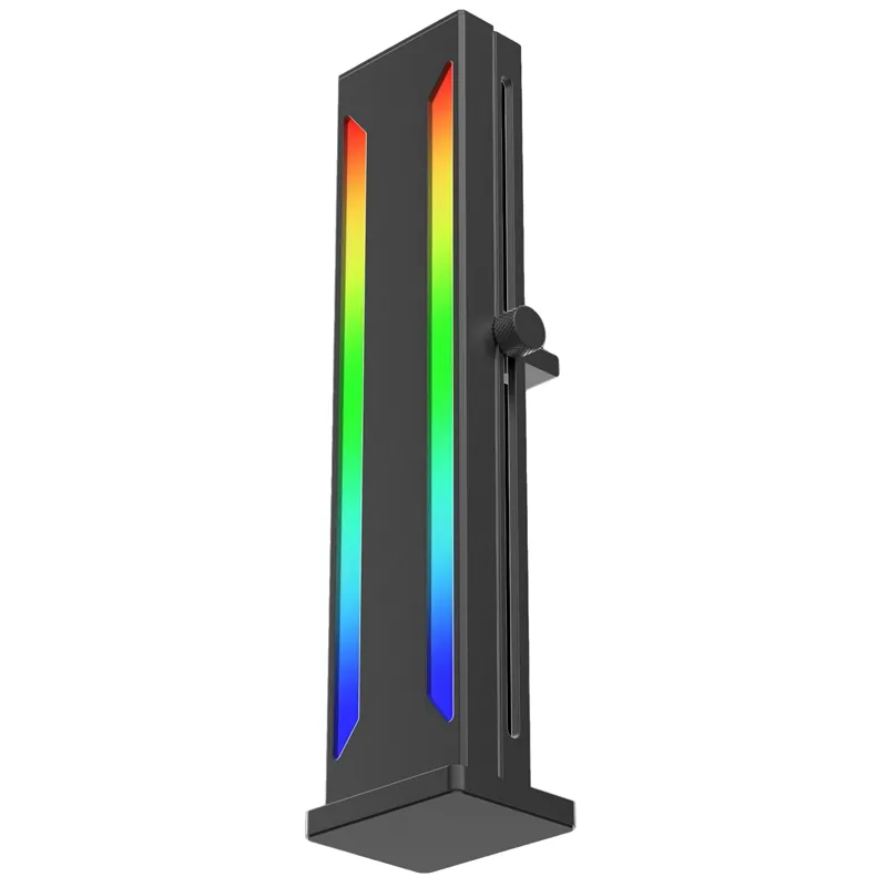 ASIAHORSE GPU Support Bracket Black – 5V ARGB 3-Pin Connector, Adjustable Holder, 9 ARGB LEDs, 500mm Cable, Anti-Sag Design for Vertical & Horizontal GPUs