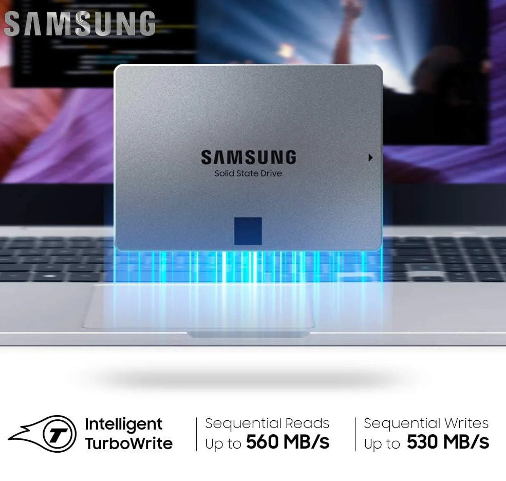 a4fdhokcf2 MZ-77Q8T0 SAMSUNG SSD 870 QVO 8TB SATA 560MB/S Samsung 870 QVO 8TB SATA III 2.5 Inch Internal SSD MZ-77Q8T0B/AM Up To 560/530 MB/s Sequential Read/Write AES 256-Bit Encryption Samsung Magician 6.1
