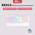 Royal Kludge RK918 Full-Size 108-Key Mechanical Gaming Keyboard with Blue Switches, RGB Backlight, Wired Connection, White