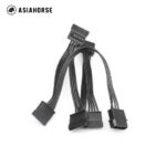 ASIAHORSE Molex to SATA Power Cable Splitter – 1-to 5 Converter, High-Quality Black Sleeved Adapter for Multiple SATA Devices, Stable Power & Easy Installation