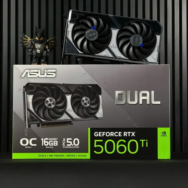 ASUS Dual OC RTX 5060 Ti 16GB GDDR7 Graphics Card | PCIe 5.0 | Axial-Tech Cooling | Dual BIOS | 2632MHz Boost | 7680x4320 Max Resolution | HDMI 2.1b + DP 2.1b