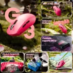 Attack Shark G3 Tri-Mode Gaming Mouse – 25,000 DPI PixArt PAW3311 Sensor, 2.4G/Bluetooth/Wired, HUANO Switches, Ultra-Light 59g, Dual-Layer Feet, Ergonomic Berry Red