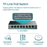 TP-Link TL-SG108PE 8-Port Gigabit Easy Smart Switch – 4× PoE+ Ports 64W Budget, VLAN, QoS, IGMP Snooping, Auto-Recovery, Fanless Metal Case, Desktop/Wall-Mount - Image 6