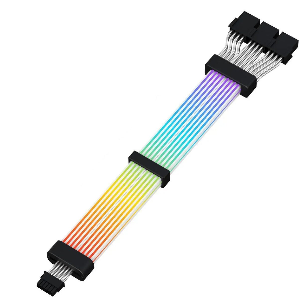 ASIAHORSE 16AWG GPU 12-Pin to 4-Pin 1-to-3 ARGB Strimer – Black | 54 LEDs Dual Module | 16AWG Silver-Plated Wires - Image 1