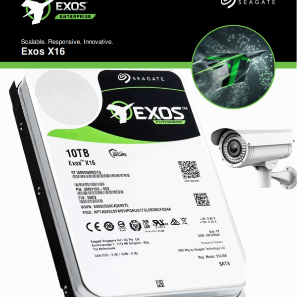 ST10000NM001G INTERNAL HDD SEAGATE EXOS 10TB ENTERPRISE Seagate Exos X16 ST10000NM001G 10TB 7200RPM SATA 6Gb/s 256MB Cache Enterprise Hard Drive – 2.5M-Hour MTBF, PowerChoice™, Helium Sealed, RAID-Ready 24×7 Reliability