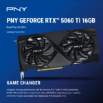 VCG5060T16DFXPB1 PNY RTX 5060 TI GDDR7 16GB BLACK STEALTH MODE PNY GeForce RTX 5060 Ti 16GB GDDR7 Dual Fan Graphics Card – 4608 CUDA® Cores, 2572 MHz Boost Speed,  AI-Driven DLSS 4, Blackwell Power, 4K 480Hz Brilliance, And PCIe 5.0 Speed For Gamers And Creators