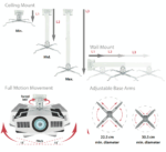 NCTS-CM5080 NCTS PROJECTOR CEILING MOUNT HEIGH 50*80*CM NCTS CM5080 Universal Projector Mount – Full-Motion 360° Swivel, ±15° Pitch, ±8° Roll, Telescopic Steel Construction, Adjustable Arms, Ceiling & Wall Compatible