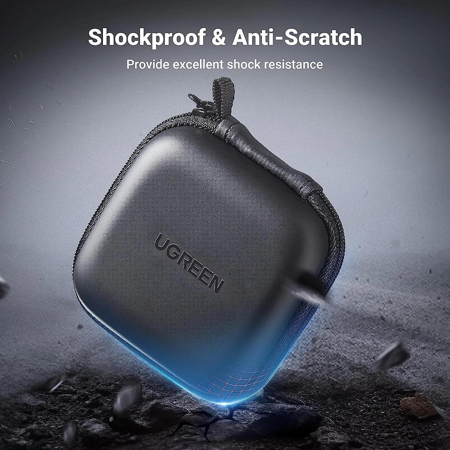 UGREEN Headphone & Gadget Organizer Bag – Black | Shockproof & Waterproof EVA Travel Case for Earbuds, Chargers, USB, SD Cards, Cables | Lightweight Portable Storage Pouch