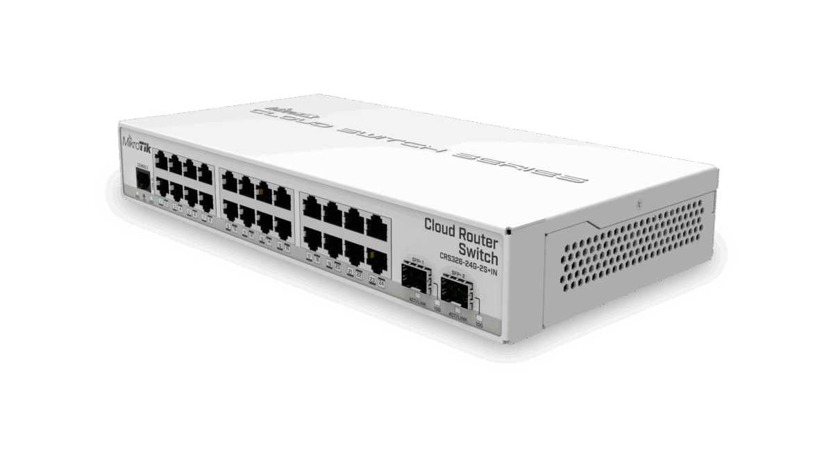MikroTik CRS326-24G-2S+IN Cloud Smart Switch – 24x Gigabit LAN, 2x 10G SFP+ Cages, 512MB RAM, Dual Boot (RouterOS / SwOS), Fanless Silent Design, Advanced Managed Functions - Image 2