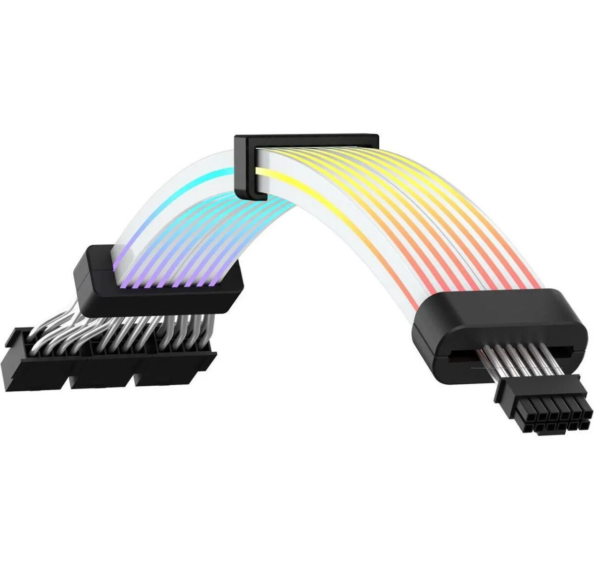 ASIAHORSE 16AWG GPU 12-Pin to 4-Pin 1-to-3 ARGB Strimer – Black | 54 LEDs Dual Module | 16AWG Silver-Plated Wires - Image 2