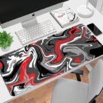 Hyde Nova Liquid Red Abstract Mousepad 90x40 | Extended XXL Gaming Desk Pad | Smooth Precision Surface | Non-Slip Rubber Base | Durable, Stylish Marbled Design - Image 2