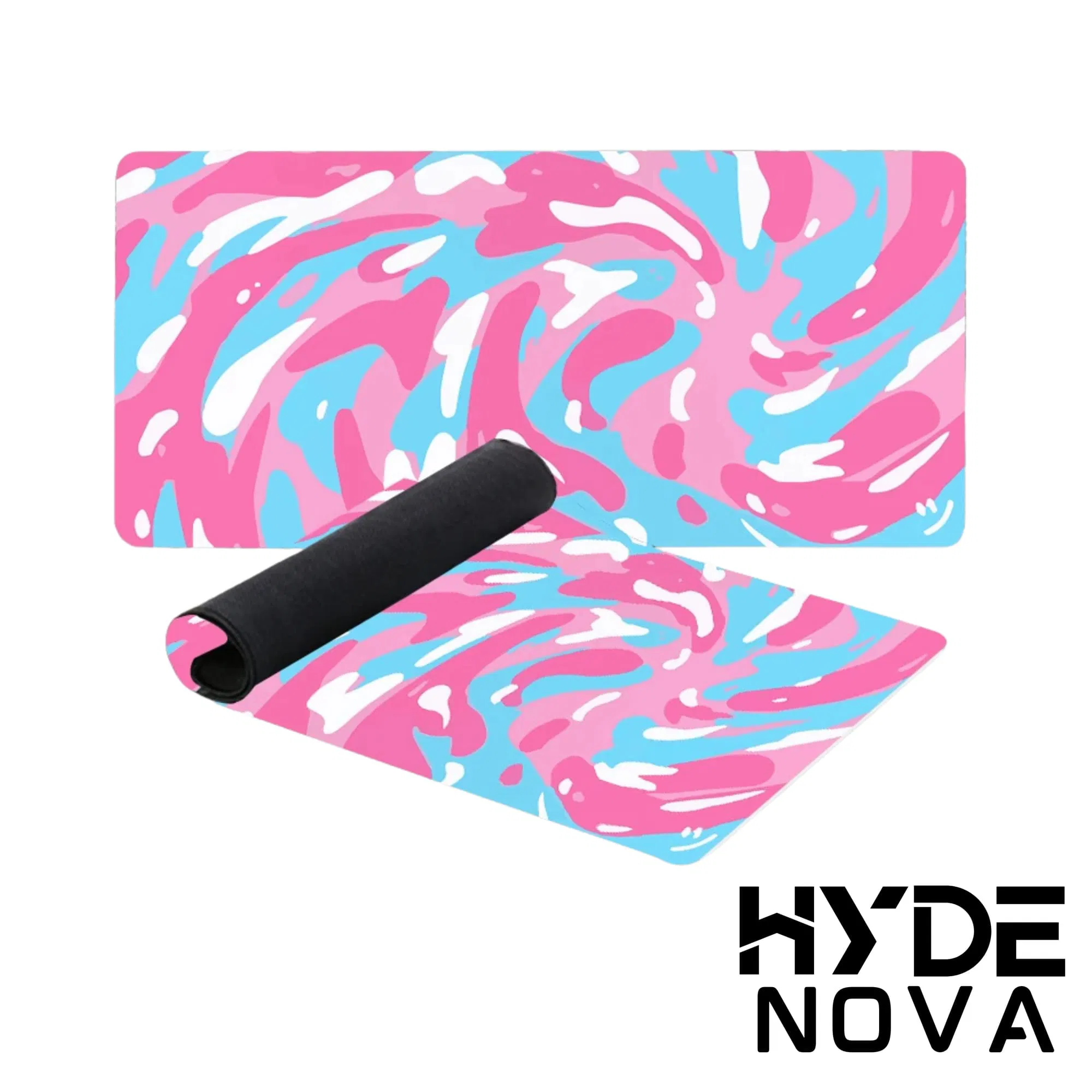 Hyde Nova Bubble Gum Splash Mousepad 90x40 | XXL Gaming Desk Mat | Smooth Precision Surface | 4mm Comfort Padding | Non-Slip Rubber Base | Anti-Fray Stitched Edges