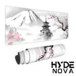 Hyde Nova Japanese Cherry Blossom White Mousepad 90x40 | XXL Gaming Desk Mat | Smooth Precision Fabric | Non-Slip Rubber Base | Water-Resistant, Anti-Fray Edges