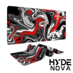 Hyde Nova Liquid Red Abstract Mousepad 90x40 | Extended XXL Gaming Desk Pad | Smooth Precision Surface | Non-Slip Rubber Base | Durable, Stylish Marbled Design