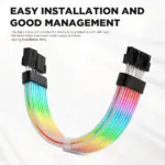 ASIAHORSE 18AWG GPU 2×8 Pin ARGB Extension Cable – 300mm Black | 54 Addressable LEDs | Dual LED Module | 5V 3-Pin AURA Sync | Silicone Sleeved Design | Clean Cable Management - Image 3